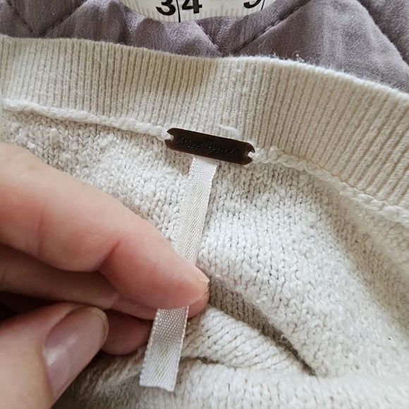 Free People Found My Friend Cotton Textured Cream Pullover Sweater Sz M - Picture 6 of 9